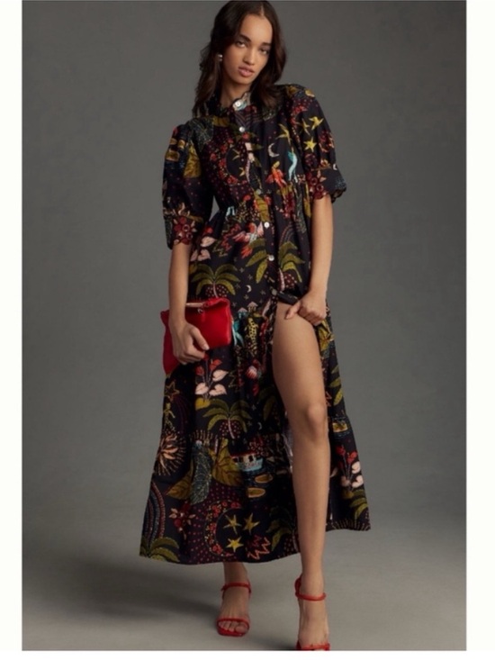 FARM Rio Dresses & Skirts - NWT Farm Rio Whimsical Printed Button front Shirt Maxi Dress, M